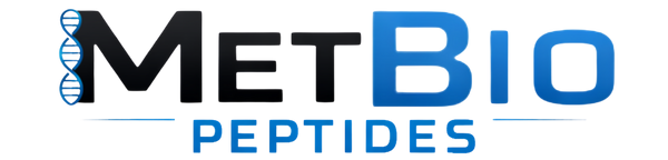 Logo of MetBio Peptides on a white background